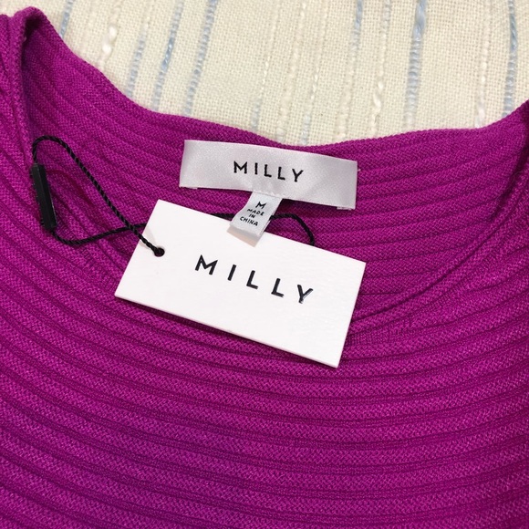 SOLD Milly Fuchsia Geo Textured Fit & Flare Dress - Picture 2 of 4